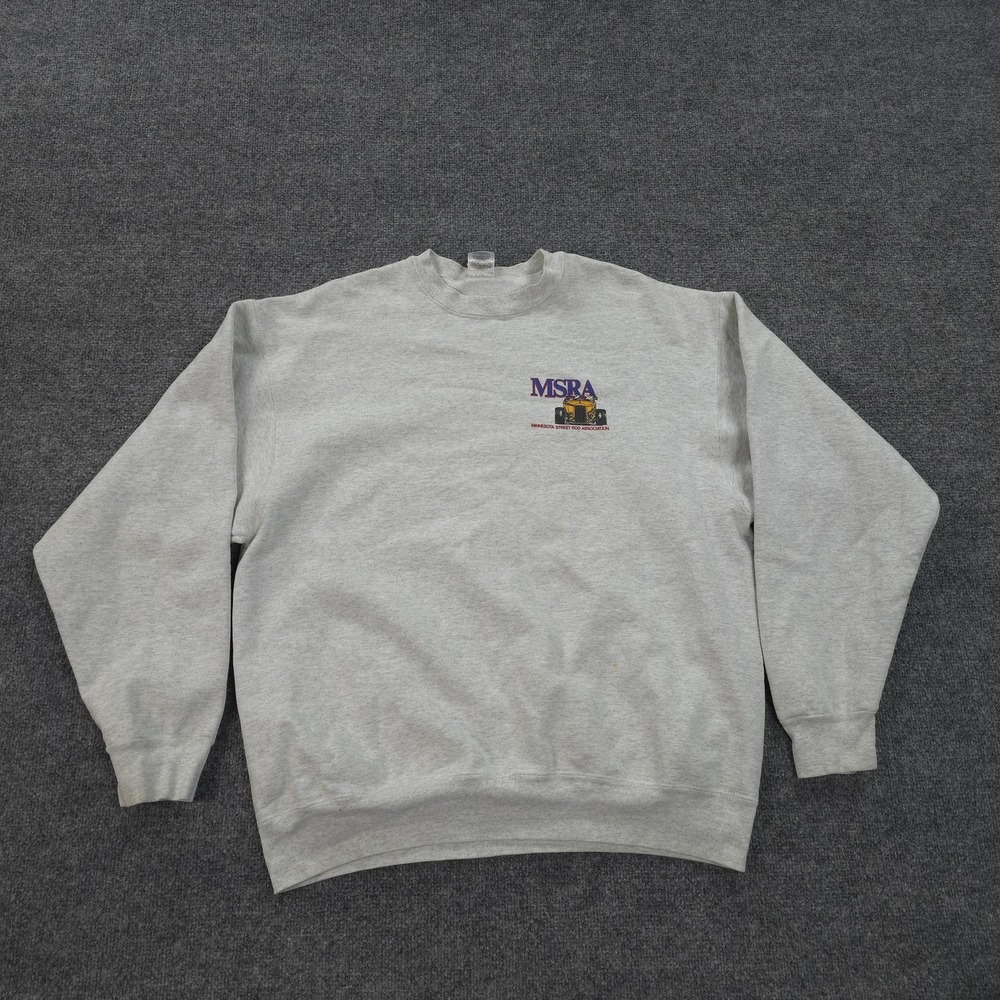 Vintage Racing Sweatshirt Mens XL Gray Fleece Pullover Crew MSRA MN Street Rod